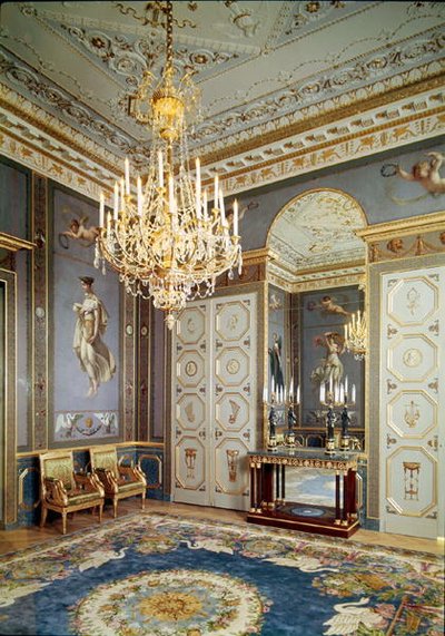 Hortense de Beauharnais（1783-1837）1803-10公寓音乐室的内部 作者 法语学校